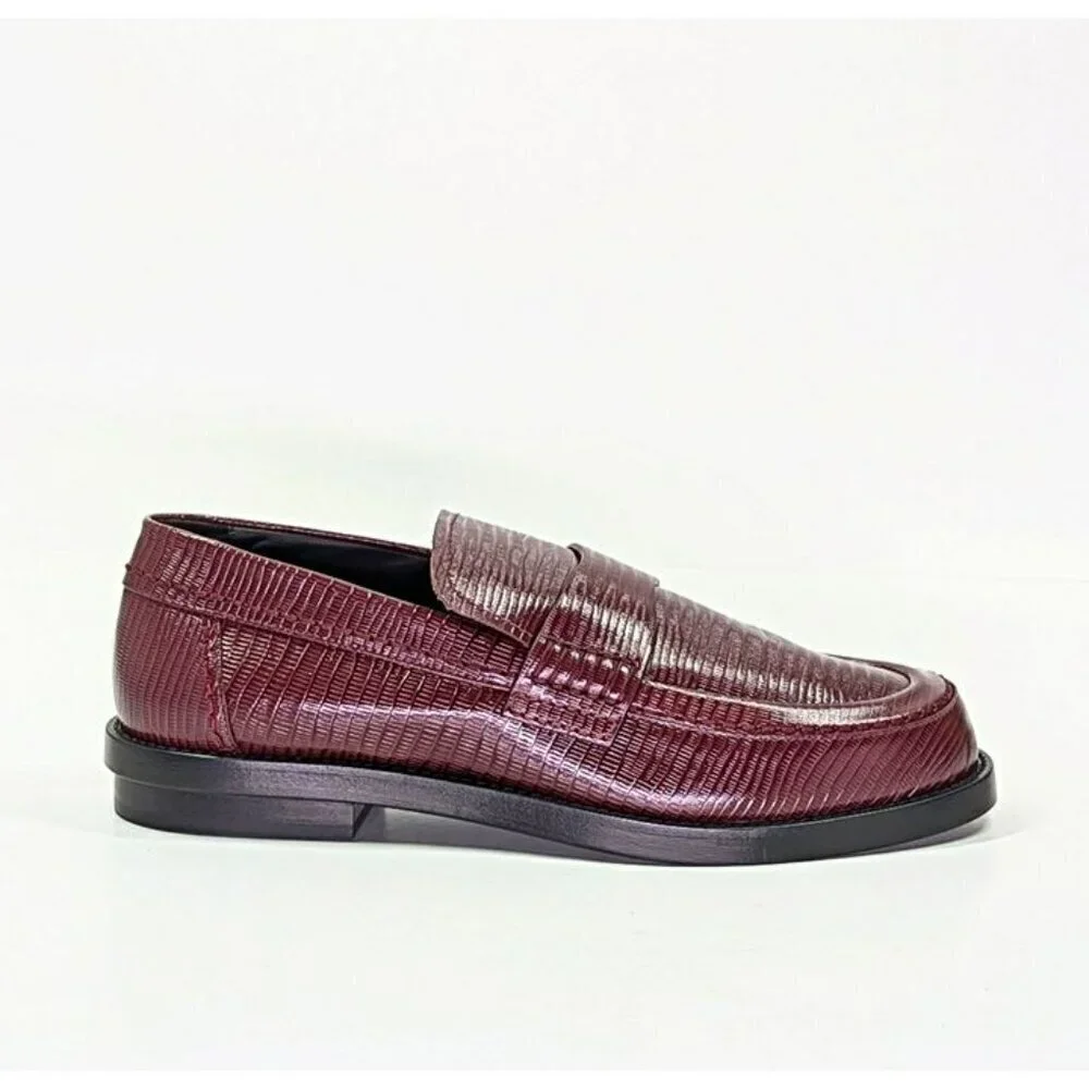 Alexander McQueen Men’s Jupiter Leather Moccasins Burgundy Size 46 (MSRP $990)